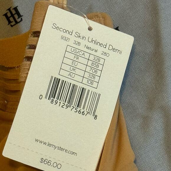 Le Mystere Second Skin Unlined Underwire Demi Bra Nylon Natural Size 32B NWT - Picture 12 of 12